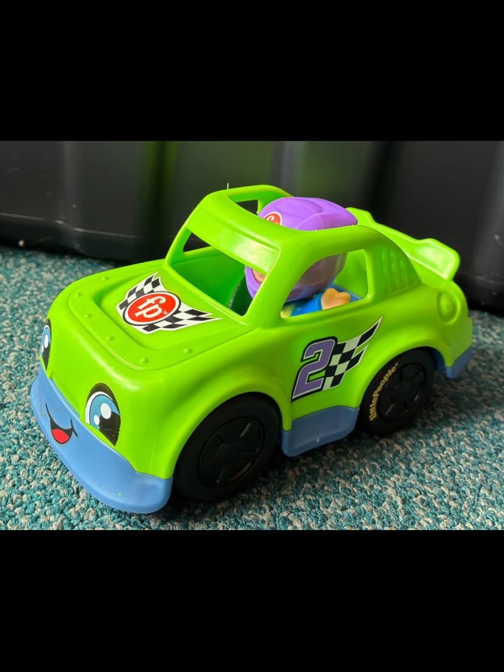 Green and Blue Little People Race Car and Driver